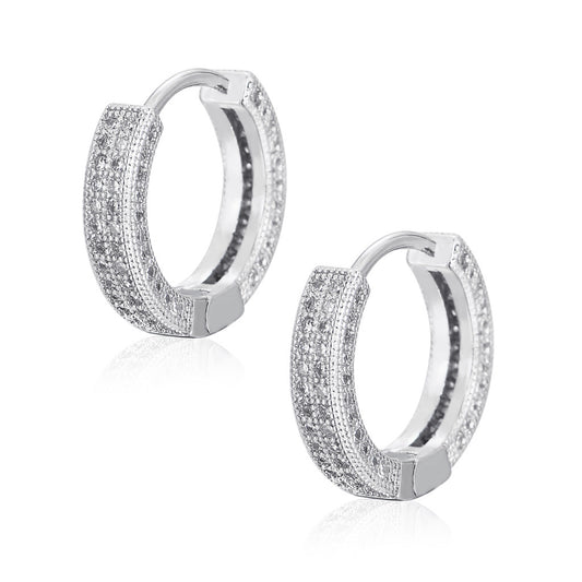 1 Pair Men's Hip Hop Zircon Hoop Earrings,Sparkling, Sleek Luxury,Versatile And Stylish