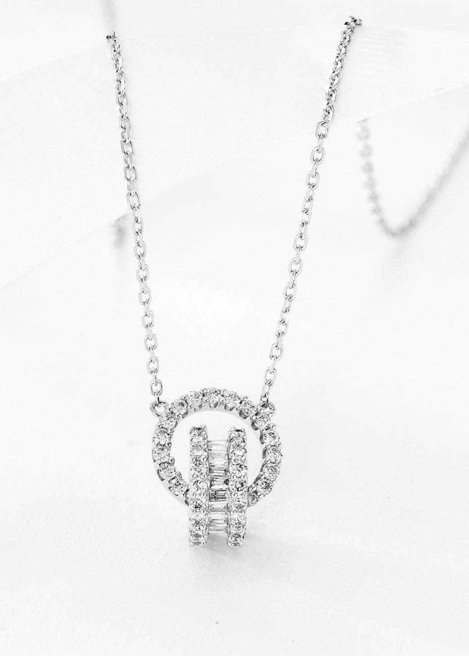 Delicate Double Circle Pendant Jewelry - A Sparkling Choice - White Diamond Pendant