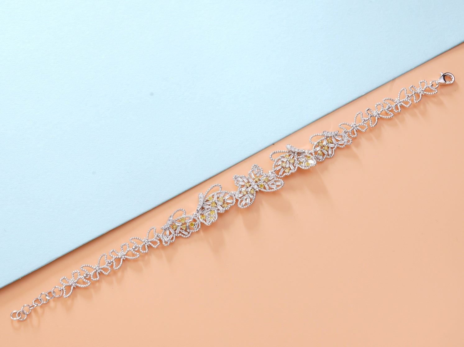 Diamond Butterfly Bracelet - Exquisite Jewelry Piece - Yellow Diamond Bracelet
