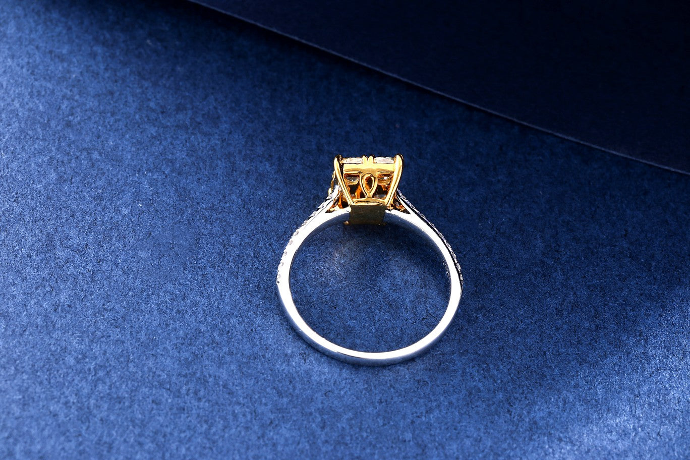 Diamond Cluster Ring with Central Stone - Luxurious Jewelry Collection - Yellow Diamond Ring