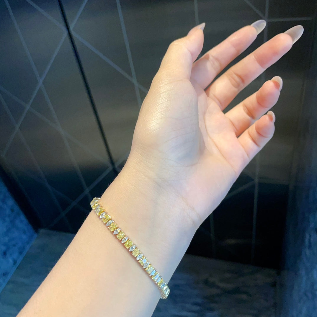 Diamond Cushion and Marquise Shape Jewelry - Enchanting Piece - Yellow Diamond Bracelet