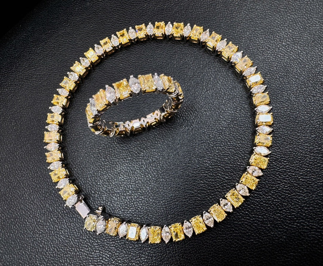 Diamond Cushion and Marquise Shape Jewelry - Enchanting Piece - Yellow Diamond Bracelet