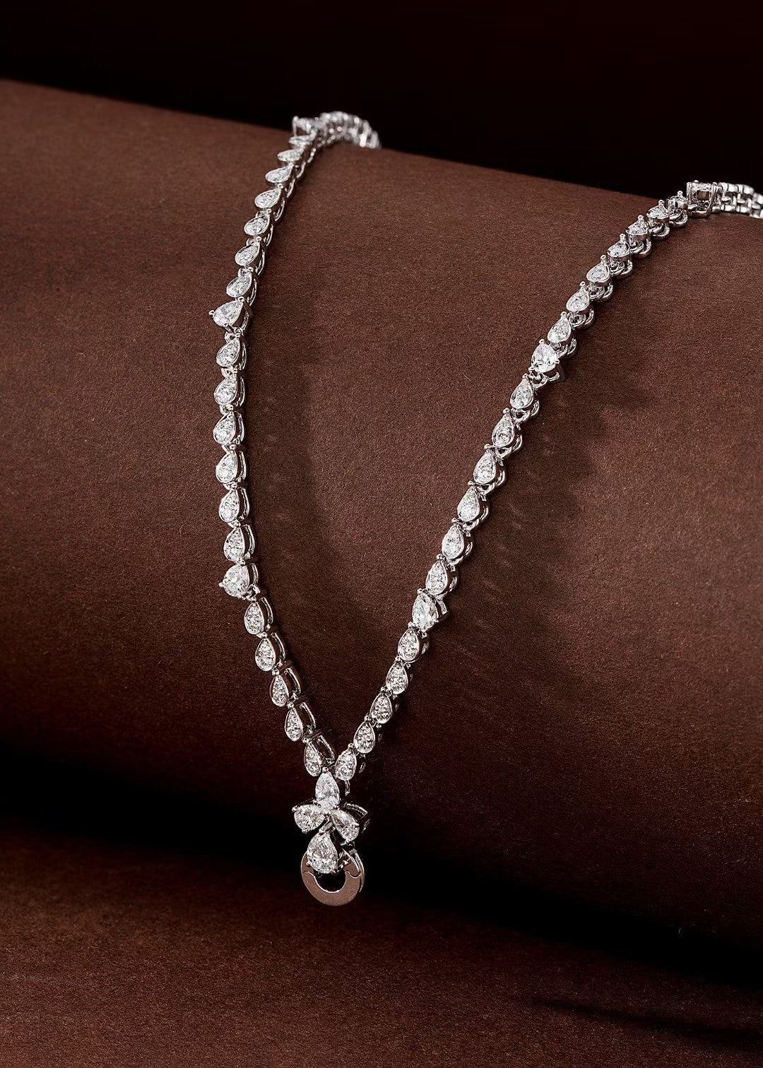 Diamond Pendant Necklace - Enchanting Water Drop Design Jewelry - White Diamond Necklace