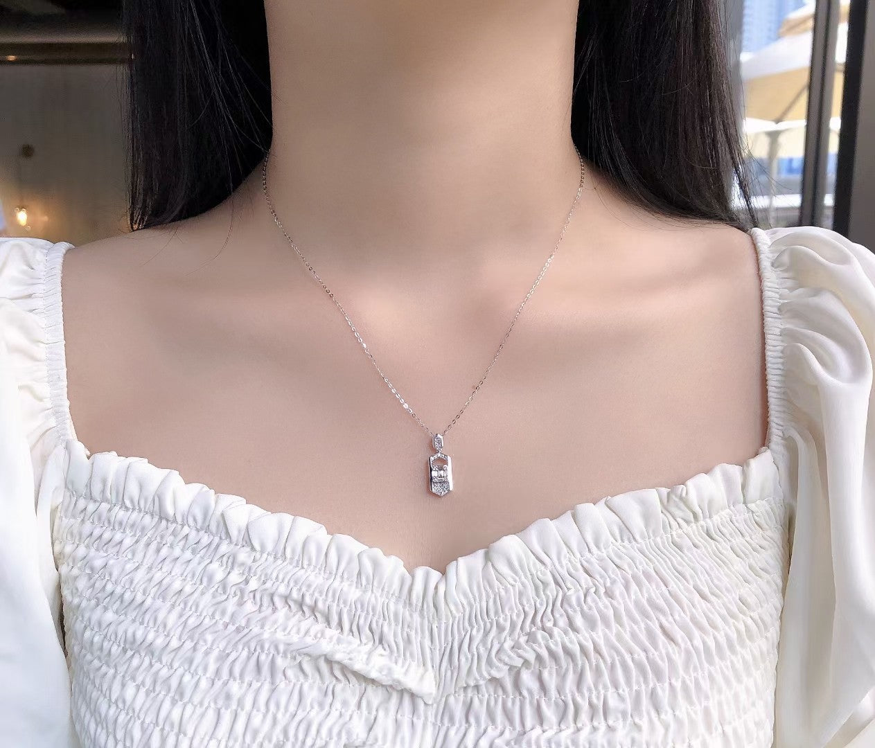 Diamond T-Shape Rhombus Pendant Jewelry - White Diamond Pendant