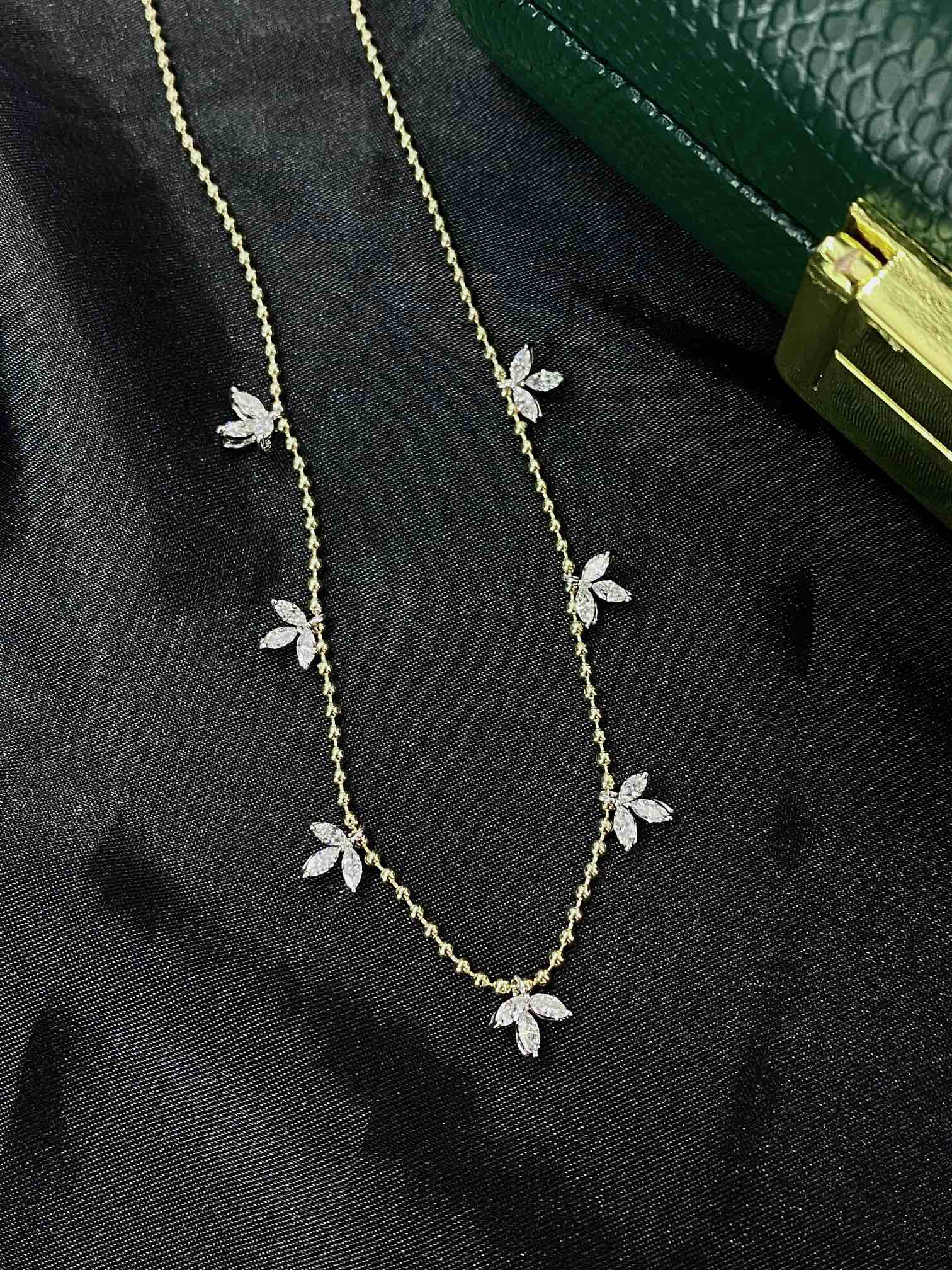Diamond Three-Leaf Clover Eye Pendant Necklace - Exclusive Jewelry - White Diamond Necklace