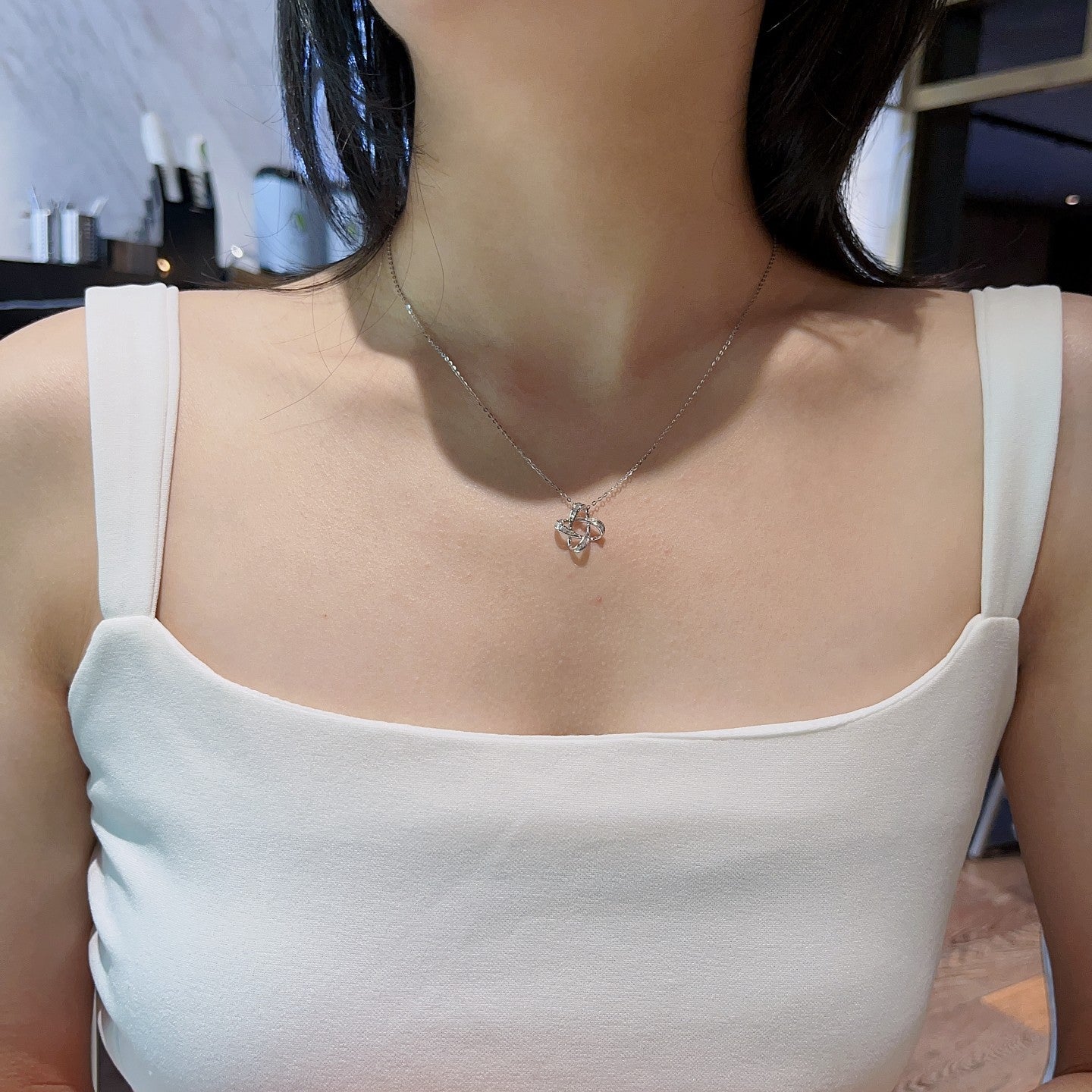 Double Loop T Pendant Jewelry - Sparkling Elegance - White Diamond Pendant