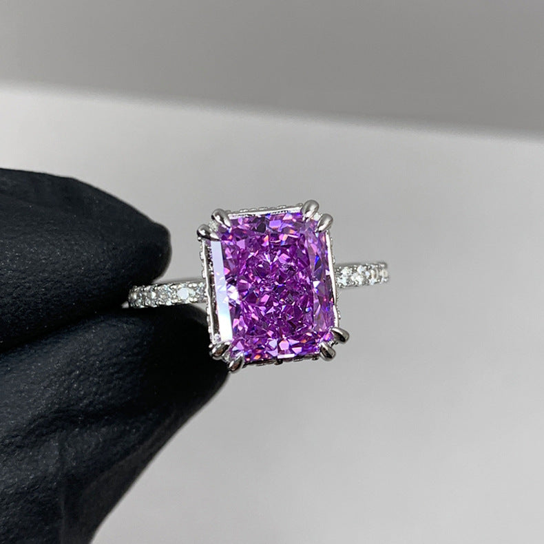 Icy Flower Purple Spodumene Zircon Open Ring