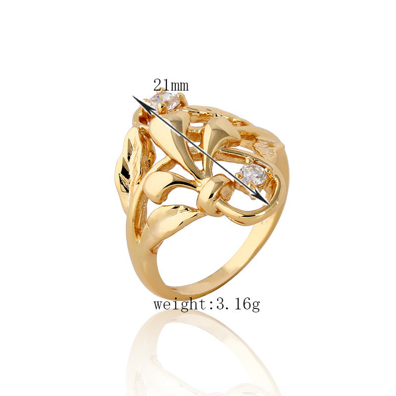 Exaggerated Irregular Leaf Zircon Ring