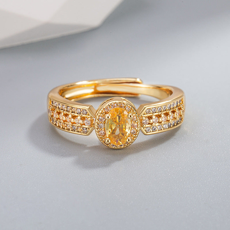 Champagne Gold Colored Ring Light Luxury Style Open Design