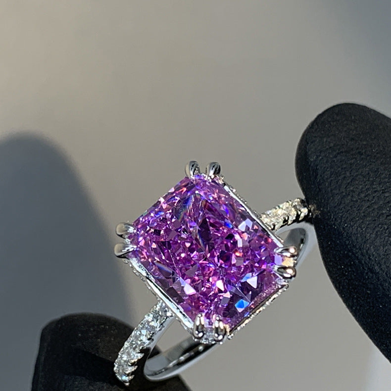 Icy Flower Purple Spodumene Zircon Open Ring