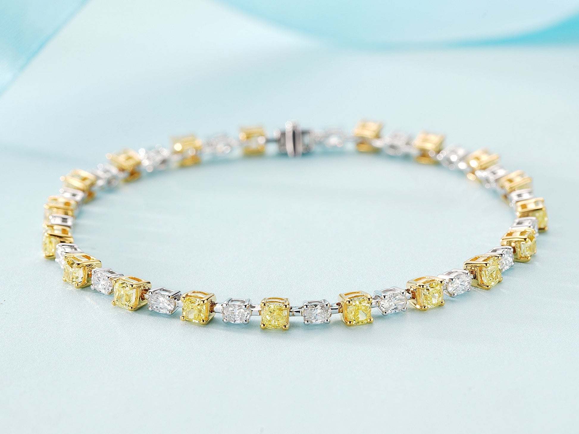 Elegant Cushion-Cut Yellow Diamond Bracelet - Fine Jewelry Collection - Yellow Diamond Bracelet