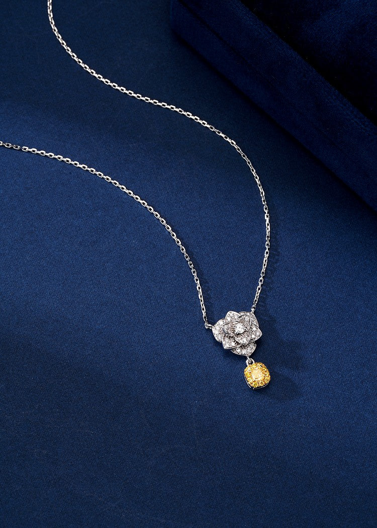 Elegant Marquise-Shaped Pendant with Diamond Accents - Fine Jewelry - Yellow Diamond Pendant