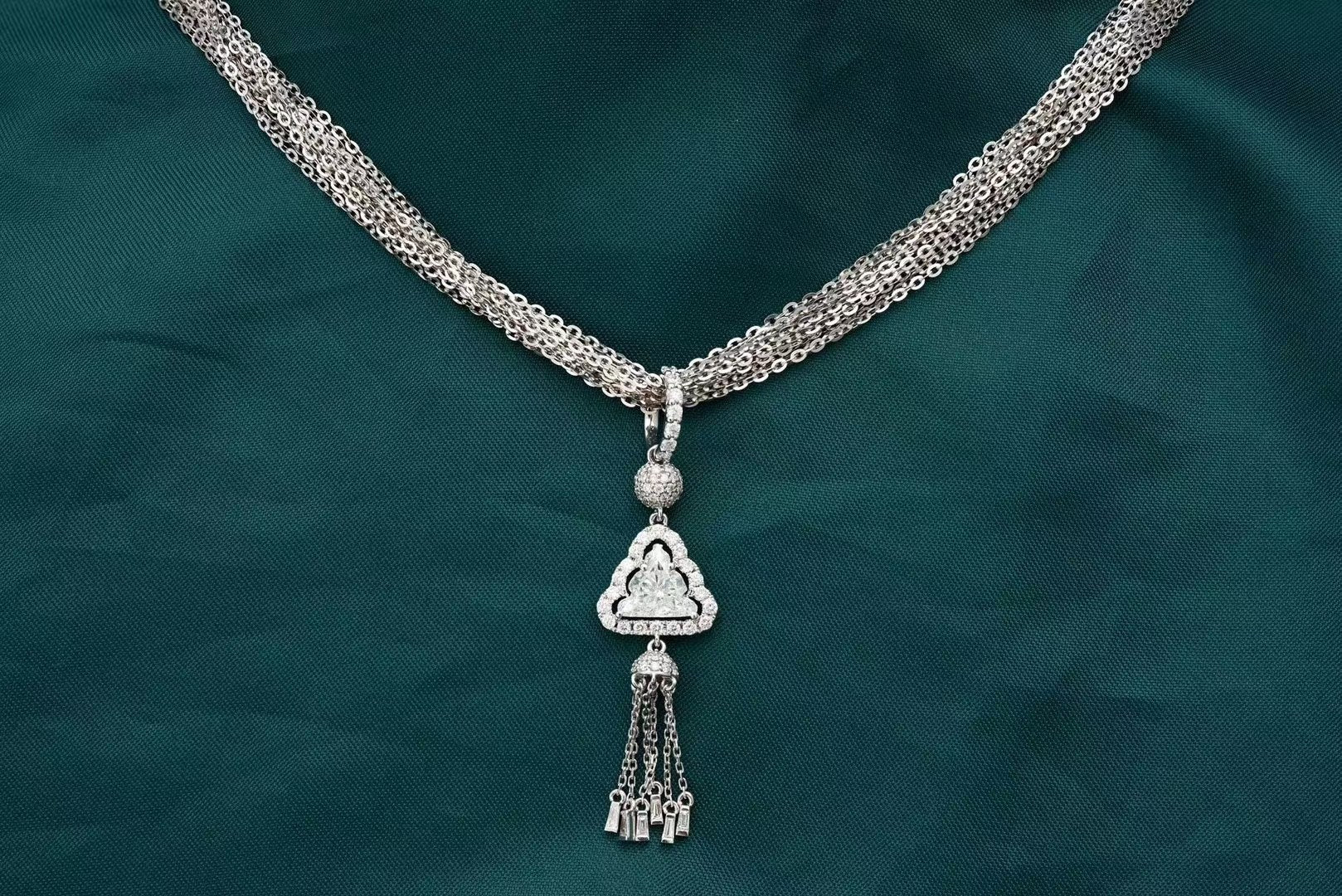 Exquisite Buddha Pendant with Tassel Chain Jewelry - White Diamond Set System