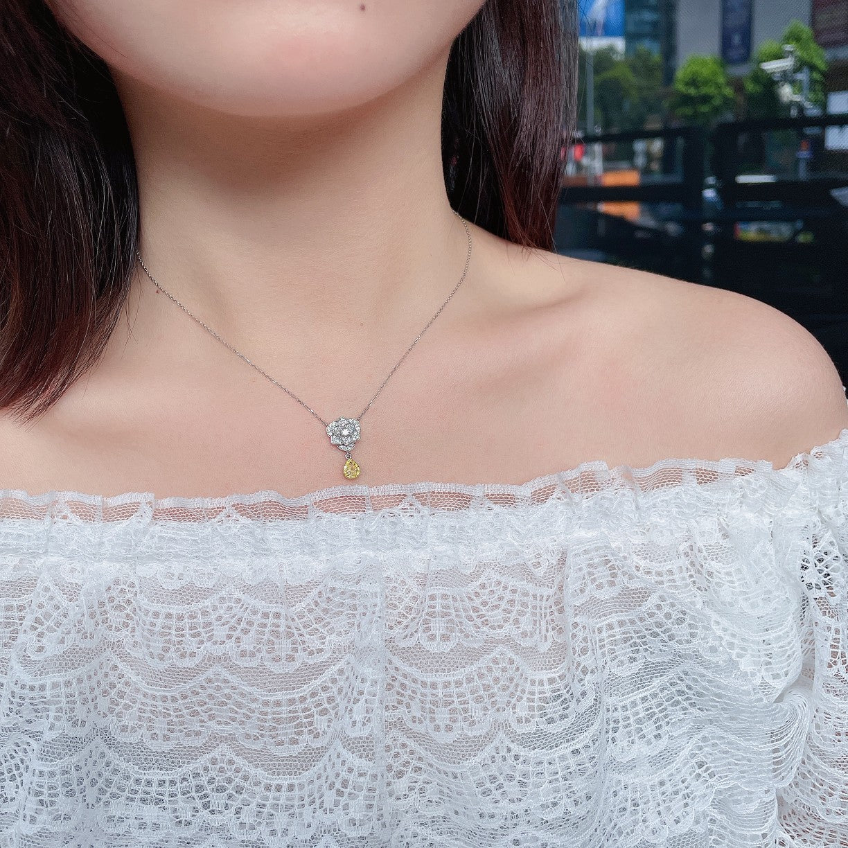 Exquisite Marquise Yellow Diamond Pendant Jewelry - Yellow Diamond Pendant