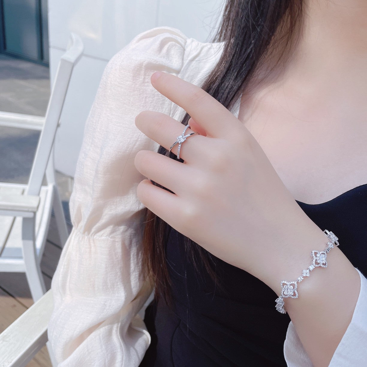 Exquisite Mini Ice Rock X Ring - Luxurious Jewelry Collection - White Diamond Ring