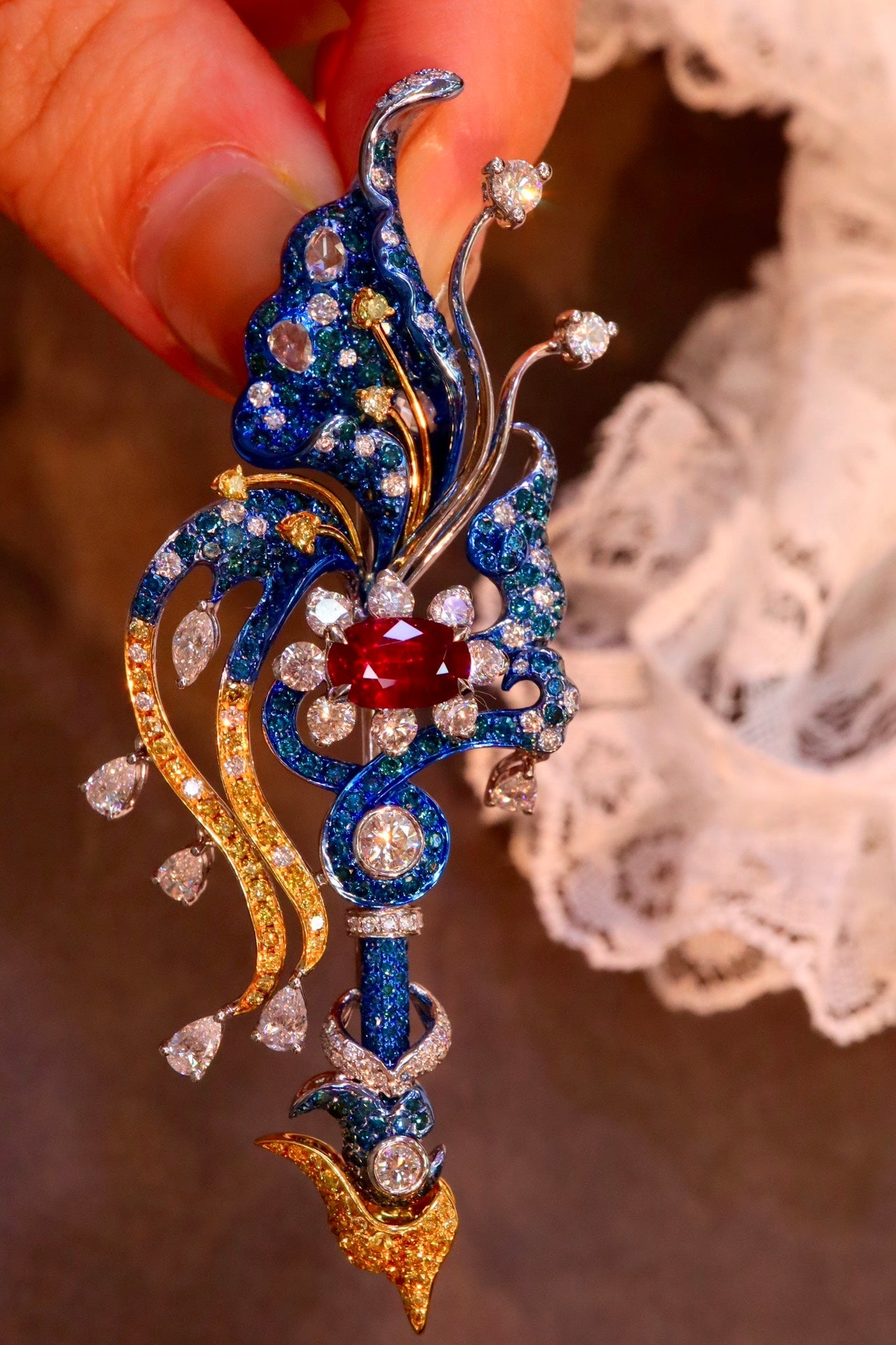 Exquisite Ruby Butterfly High-End Jewelry with Diamonds Jeweler.Jewelry
