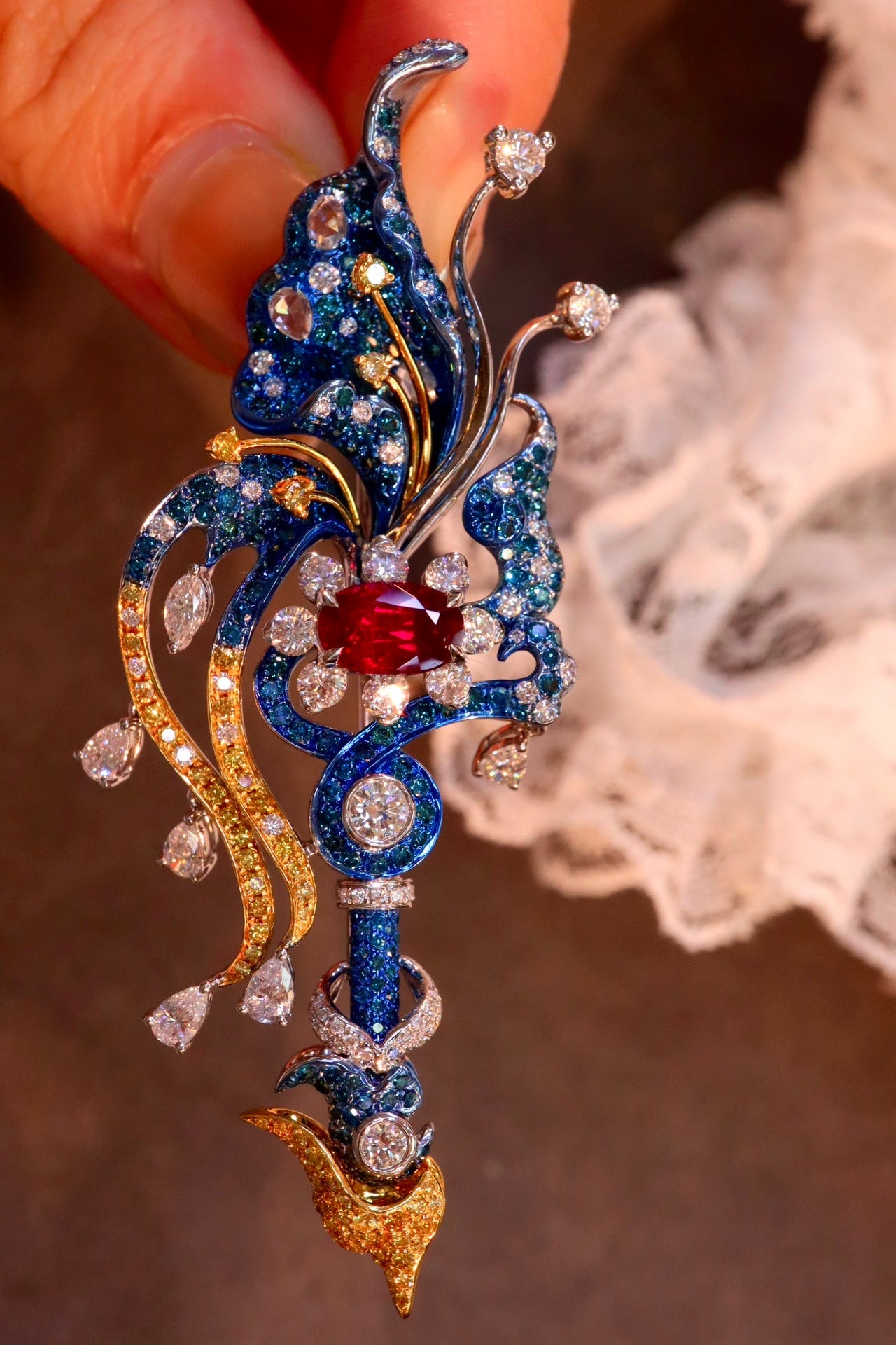 Exquisite Ruby Butterfly High-End Jewelry with Diamonds Jeweler.Jewelry