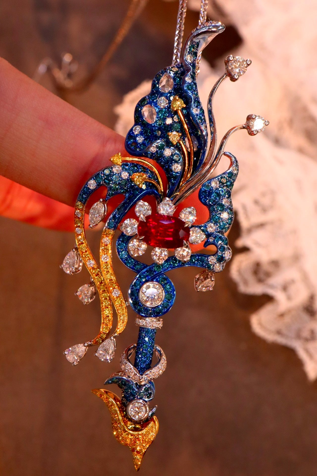 Exquisite Ruby Butterfly High-End Jewelry with Diamonds Jeweler.Jewelry