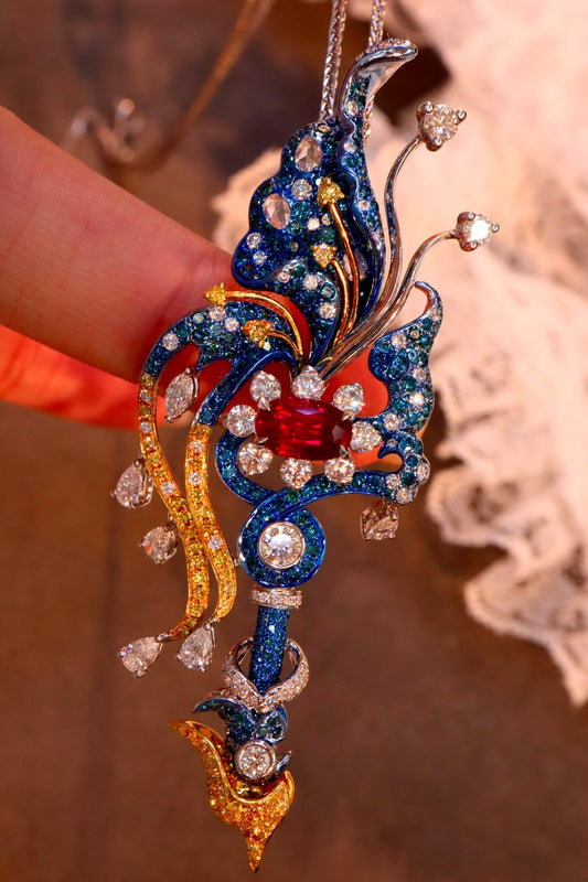 Exquisite Ruby Butterfly High-End Jewelry with Diamonds Jeweler.Jewelry