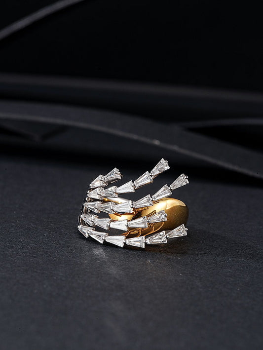 Exquisite Willow Branch Color-Separated Ring | Jewelry Gem - White Diamond Ring