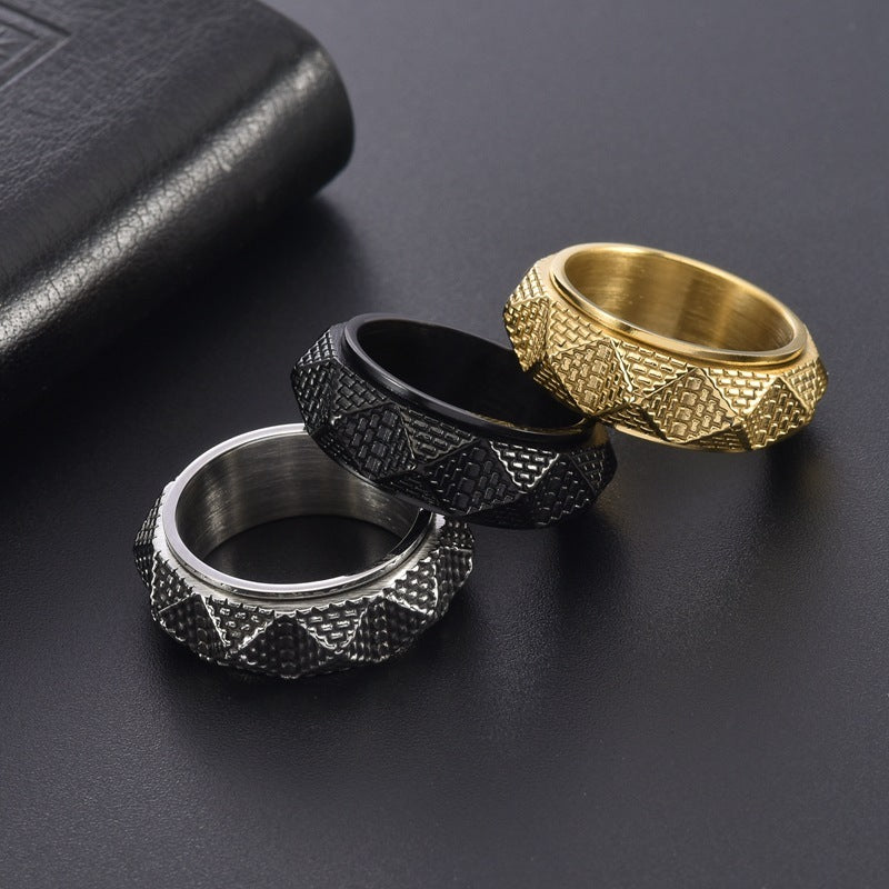 Titanium Steel Pyramid Ring Men's Ring
