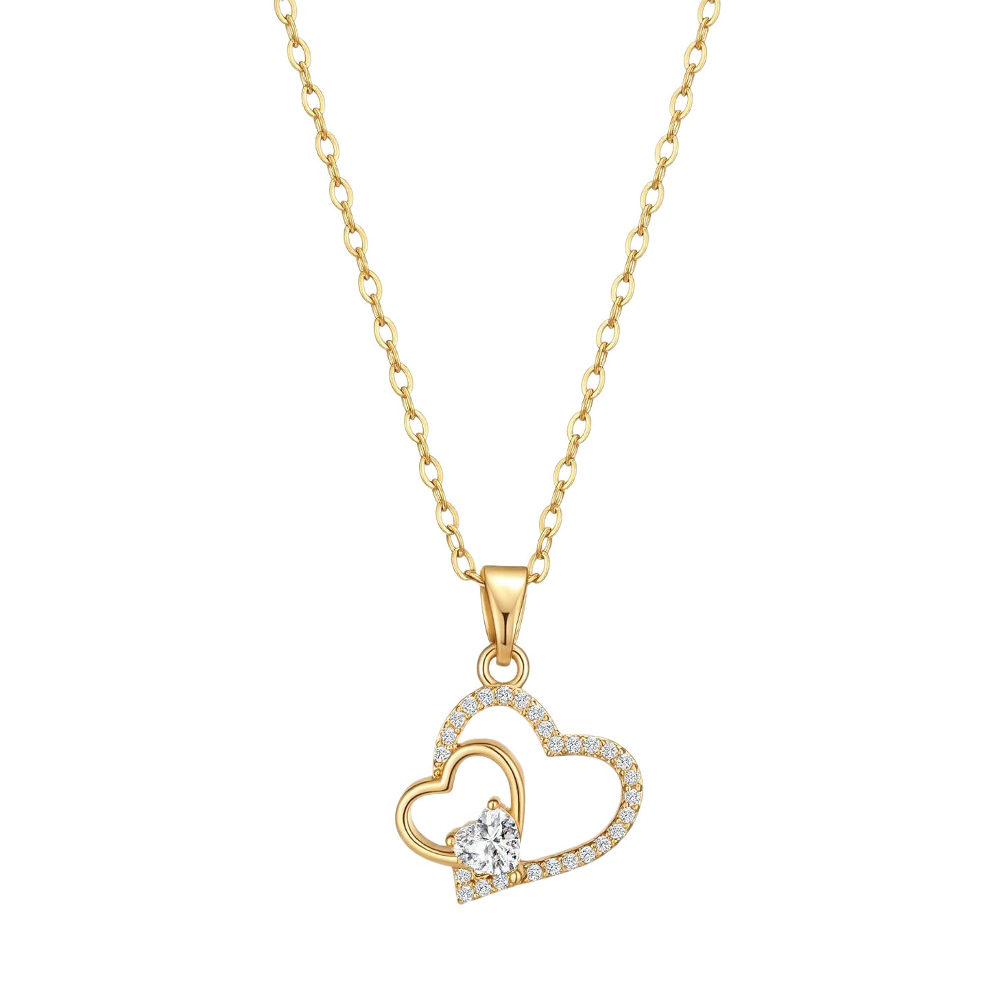 Heart Shaped Zircon Necklace Clavicle Chain Pendant