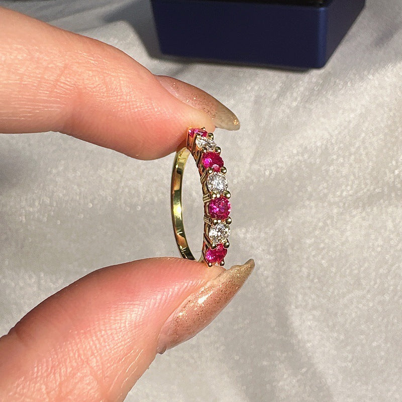 Women's Ruby Sapphire Emerald Moissanite Ring