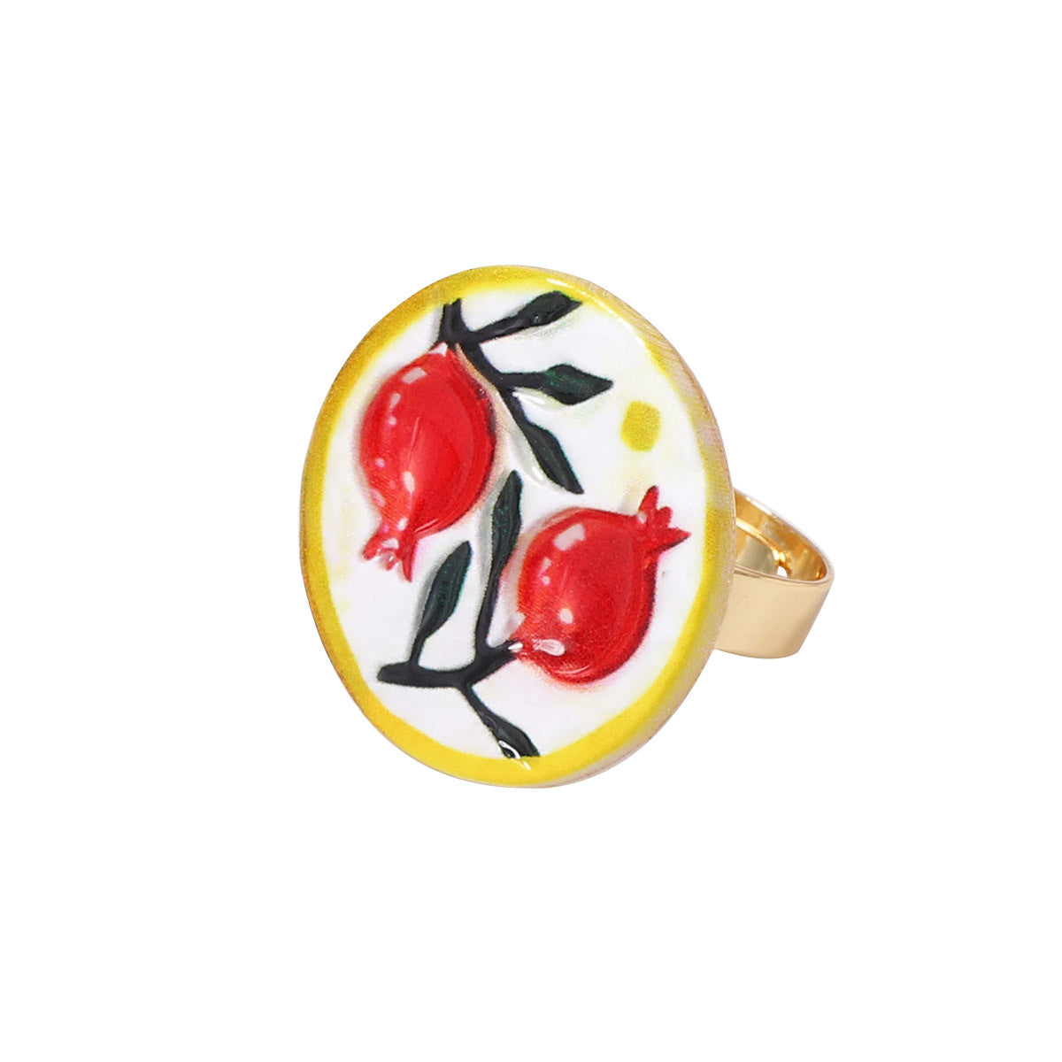 Alloy Printed Flower Heart Open Women's Ring