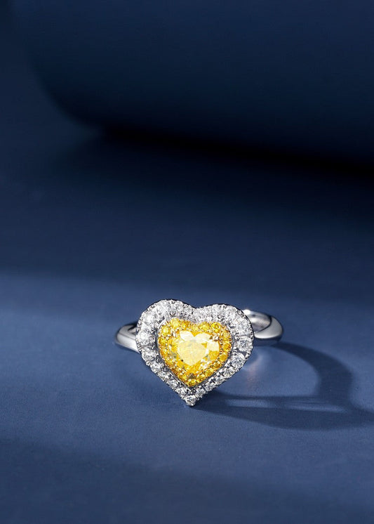 Heart-shaped Diamond Pendant Ring - A Sparkling Jewelry Gem - Yellow Diamond Ring