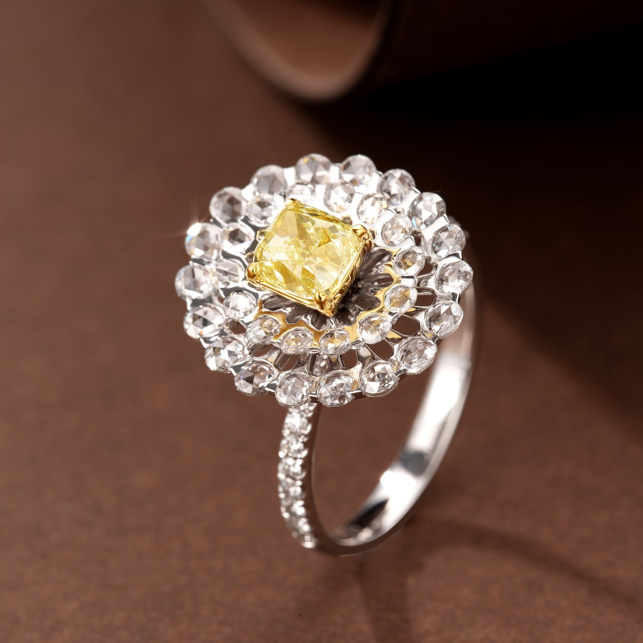 💎 黄钻枕形双层玫瑰戒指 Jeweler.Jewelry
