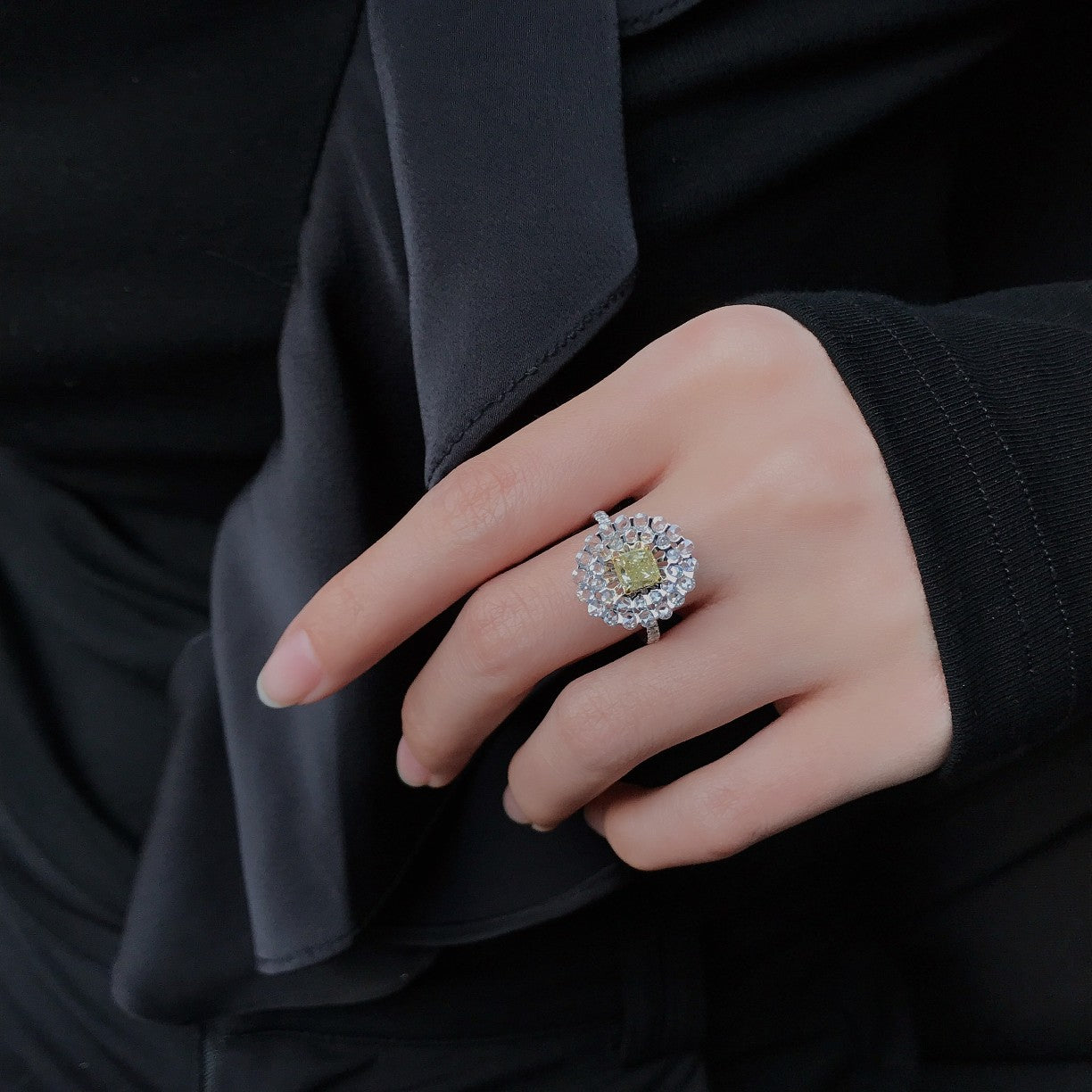 💎 黄钻枕形双层玫瑰戒指 Jeweler.Jewelry