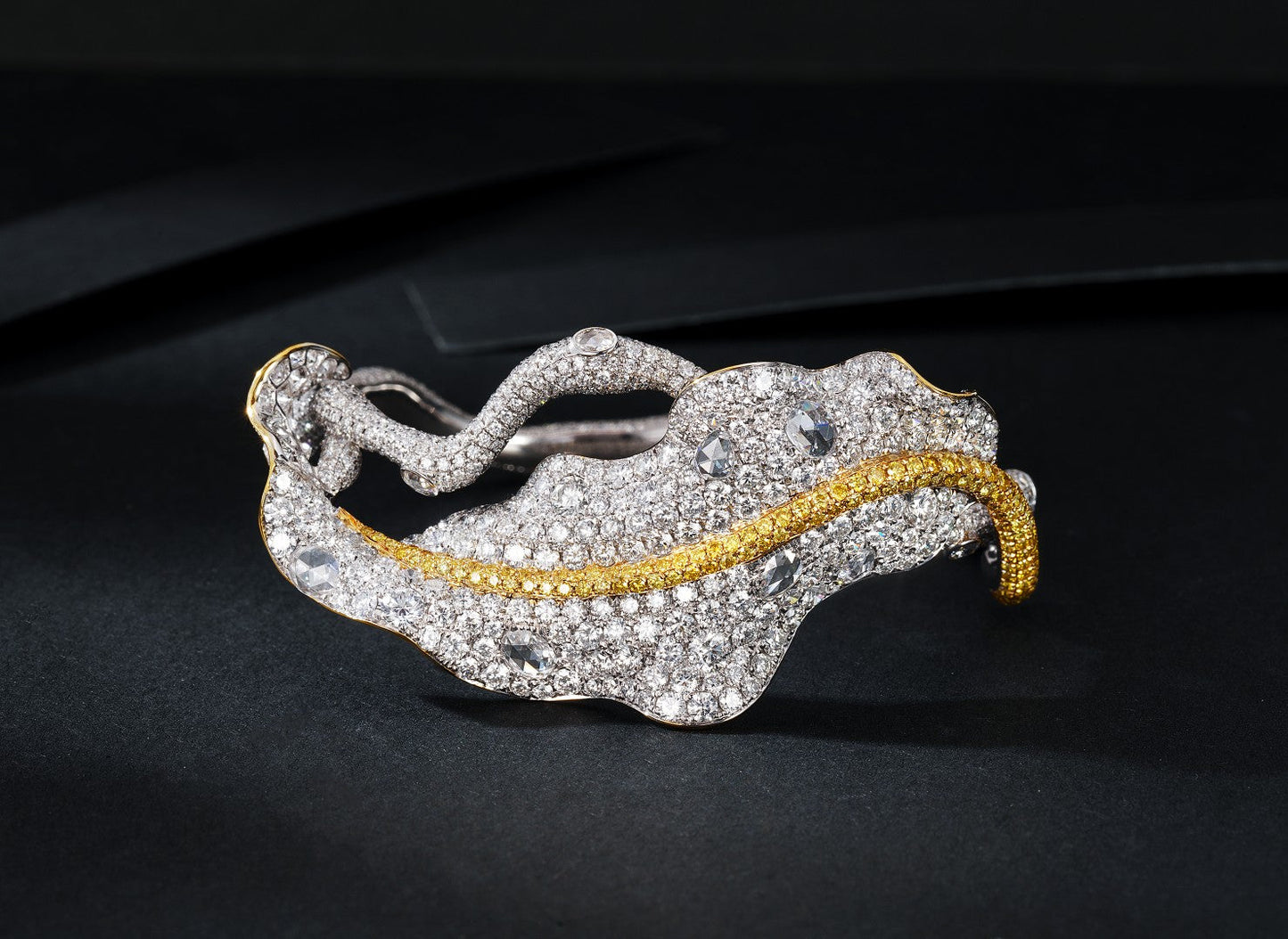 Leaf Bracelet with Gemstones – Unique Jewelry Piece - White Diamond Bracelet