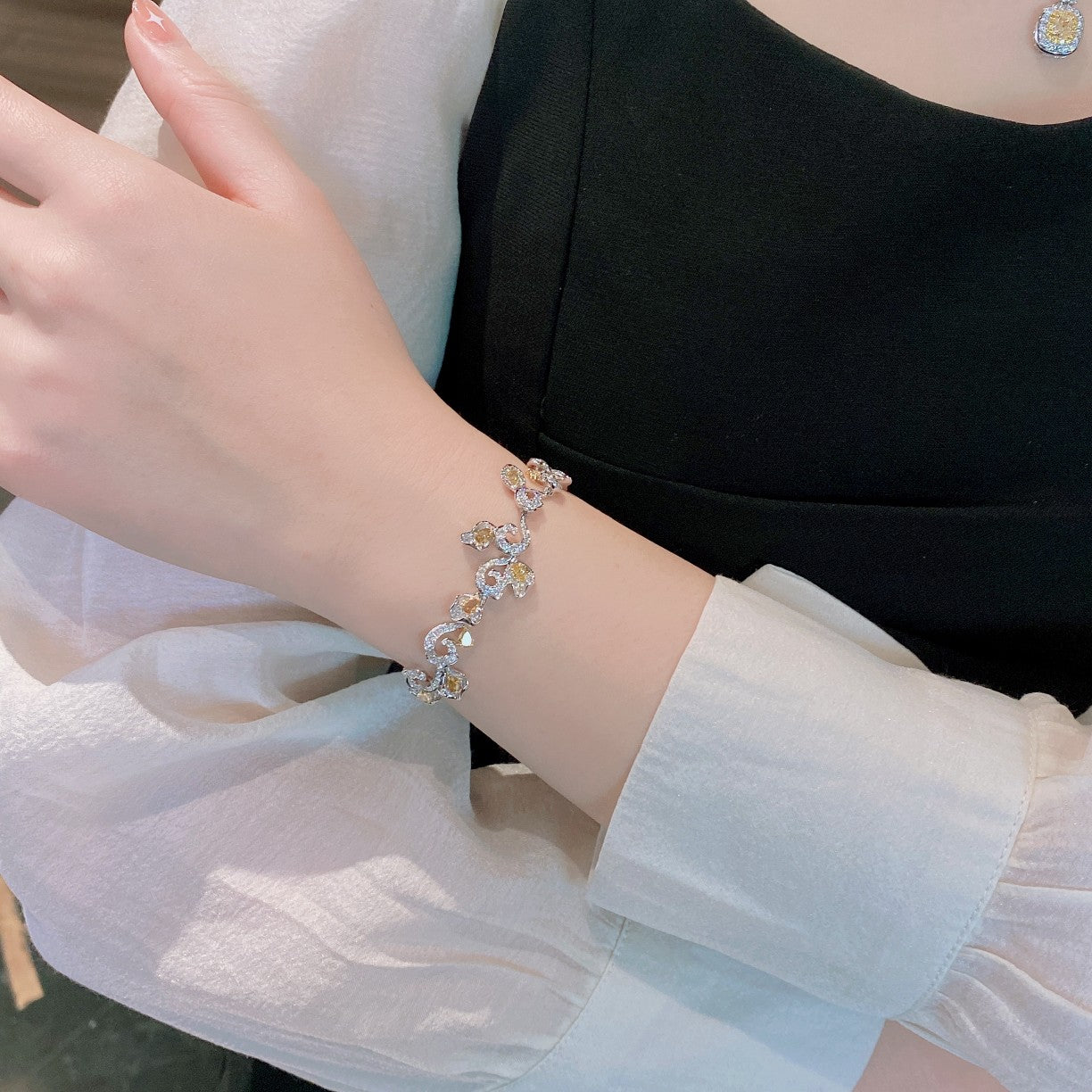 Luxurious Diamond and Colorful Cloud Bracelet - Premium Jewelry - Yellow Diamond Bracelet