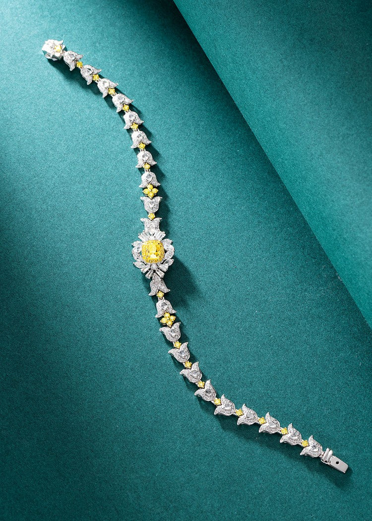 Luxurious Diamond Cushion Rose Gold Bracelet - Premium Jewelry - Yellow Diamond Bracelet