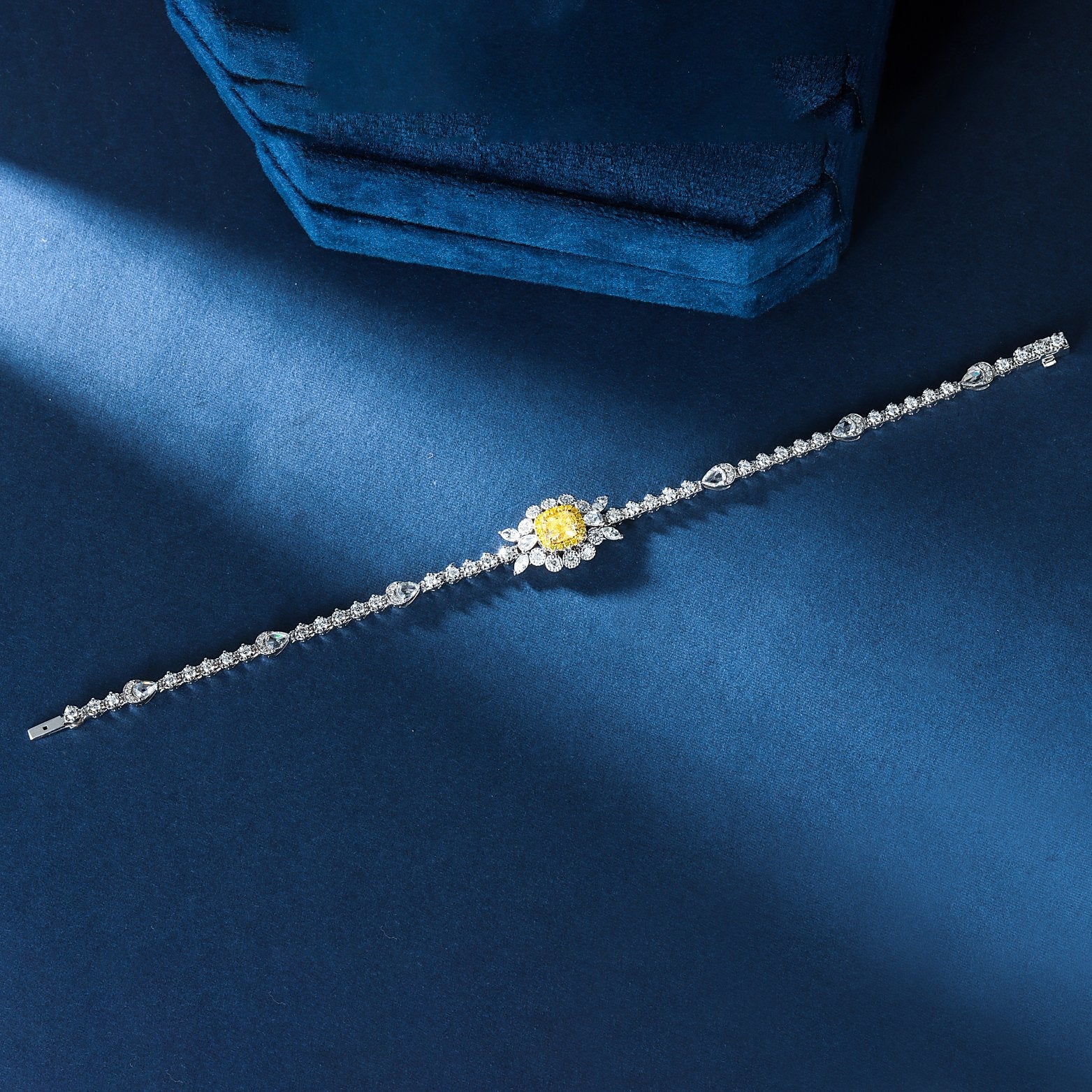 Luxurious Diamond Pillow-Shaped Flower Bracelet - Premium Jewelry - Yellow Diamond Bracelet