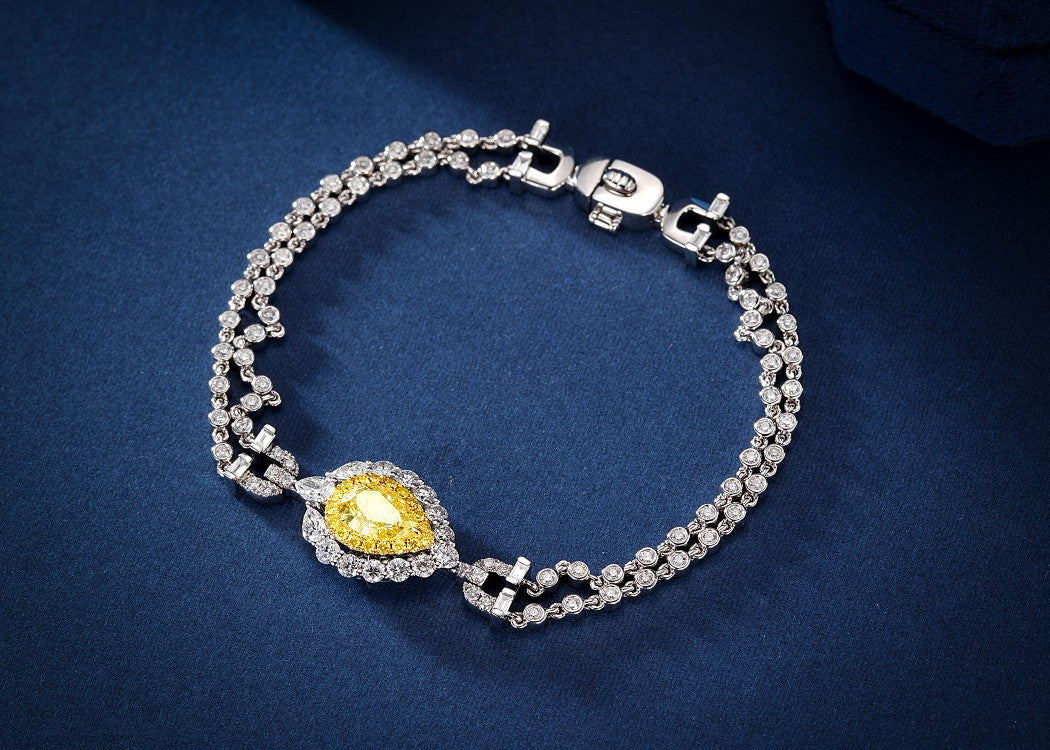 Luxurious Yellow Diamond Double Chain Bracelet - Fine Jewelry - Yellow Diamond Bracelet