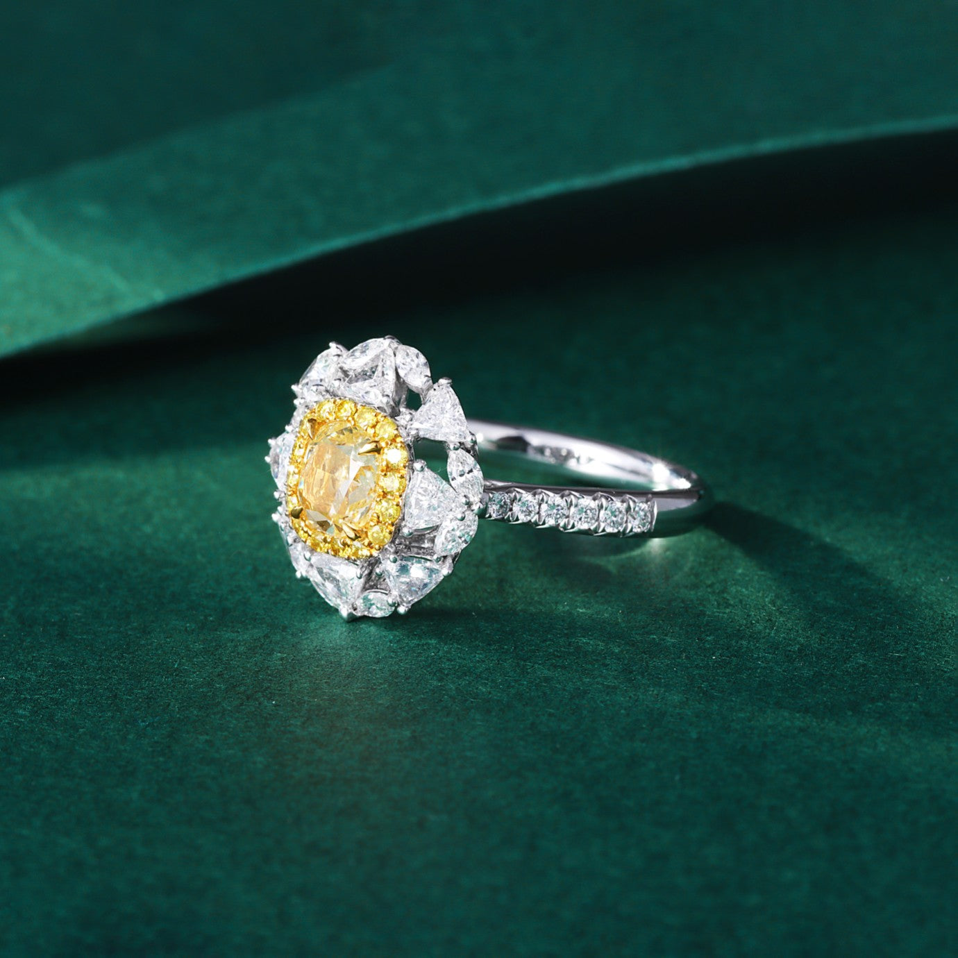 Luxurious Yellow Diamond Marquise Triangle Ring - Premium Jewelry - Yellow Diamond Ring