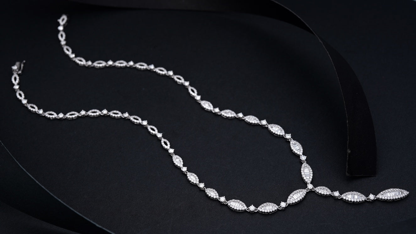 Marquise-Cut Diamond Cluster Pendant Necklace - Luxurious Jewelry - White Diamond Necklace