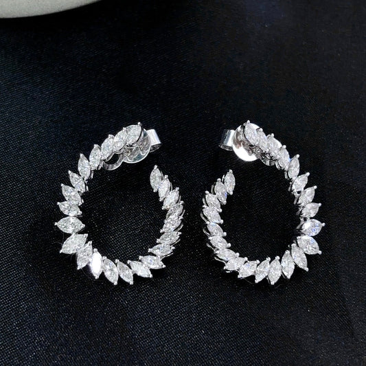 Marquise-Cut Leaf Dangle Earrings - Exquisite Jewelry Piece - Jeweler.Jewelry