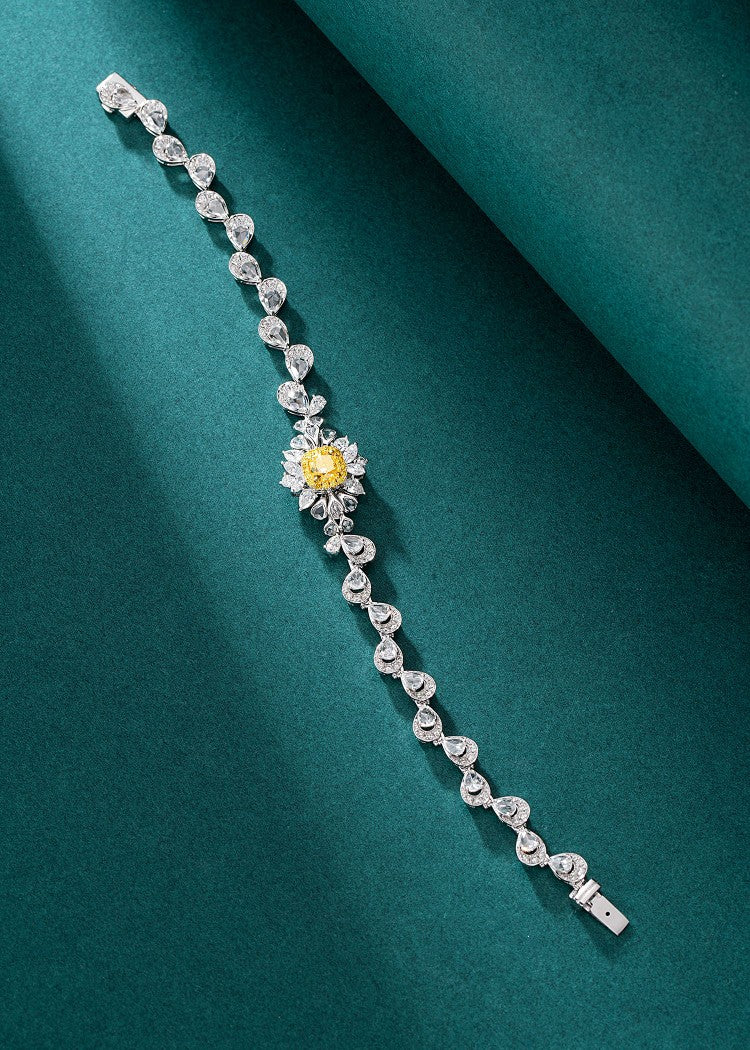 Premium Cushion-Cut & Pear-Shaped Yellow Diamond Bracelet - Exquisite Jewelry - Yellow Diamond Bracelet