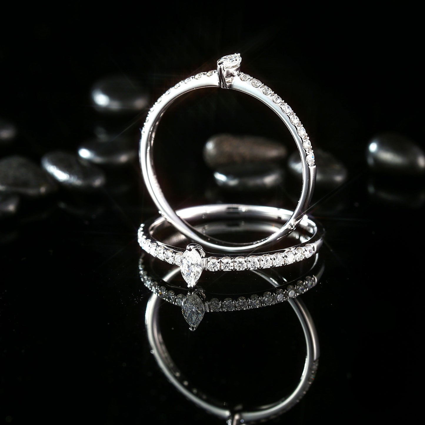 Single Marquise Diamond Ring - Exquisite Jewelry Piece - White Diamond Ring