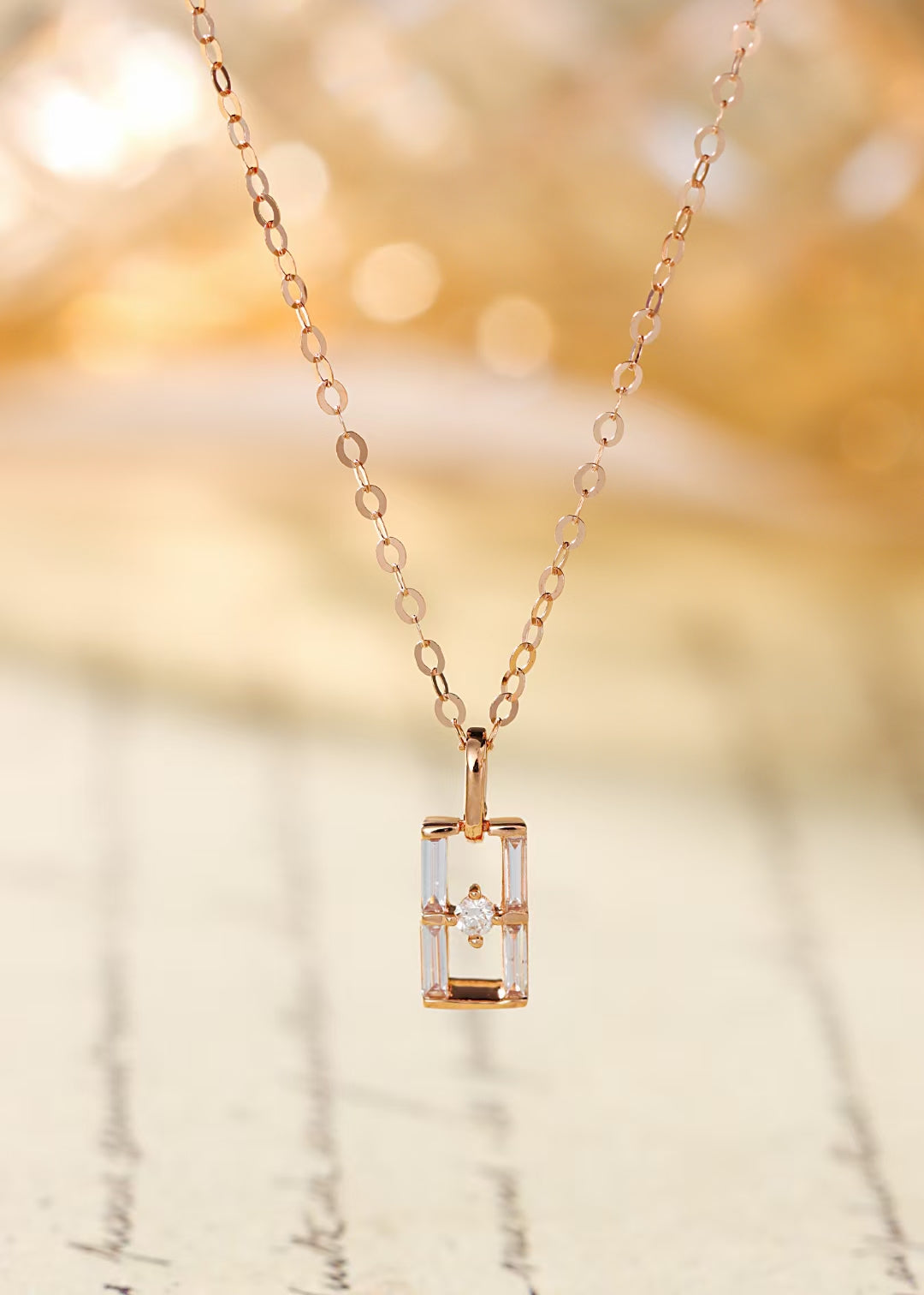 Solitaire Round Diamond Square Pendant - Premium Jewelry - White Diamond Pendant