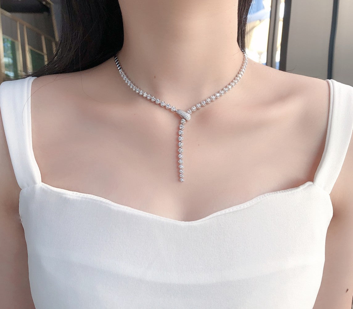 Sparkling Bubble Design Pendant Necklace - Premium Jewelry - White Diamond Necklace