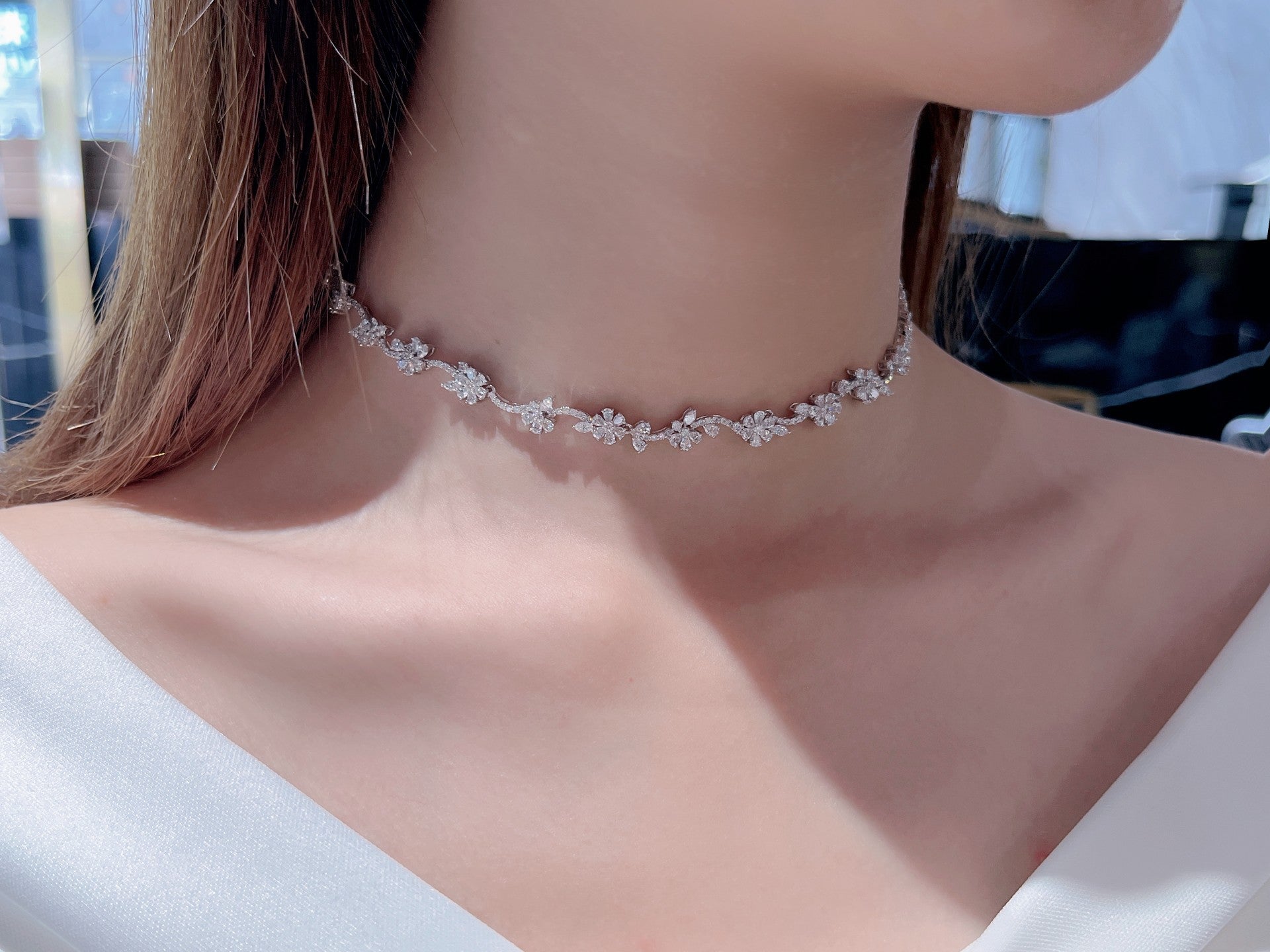Sparkling Diamond Marquise Pendant Necklace - Luxury Jewelry - White Diamond Necklace