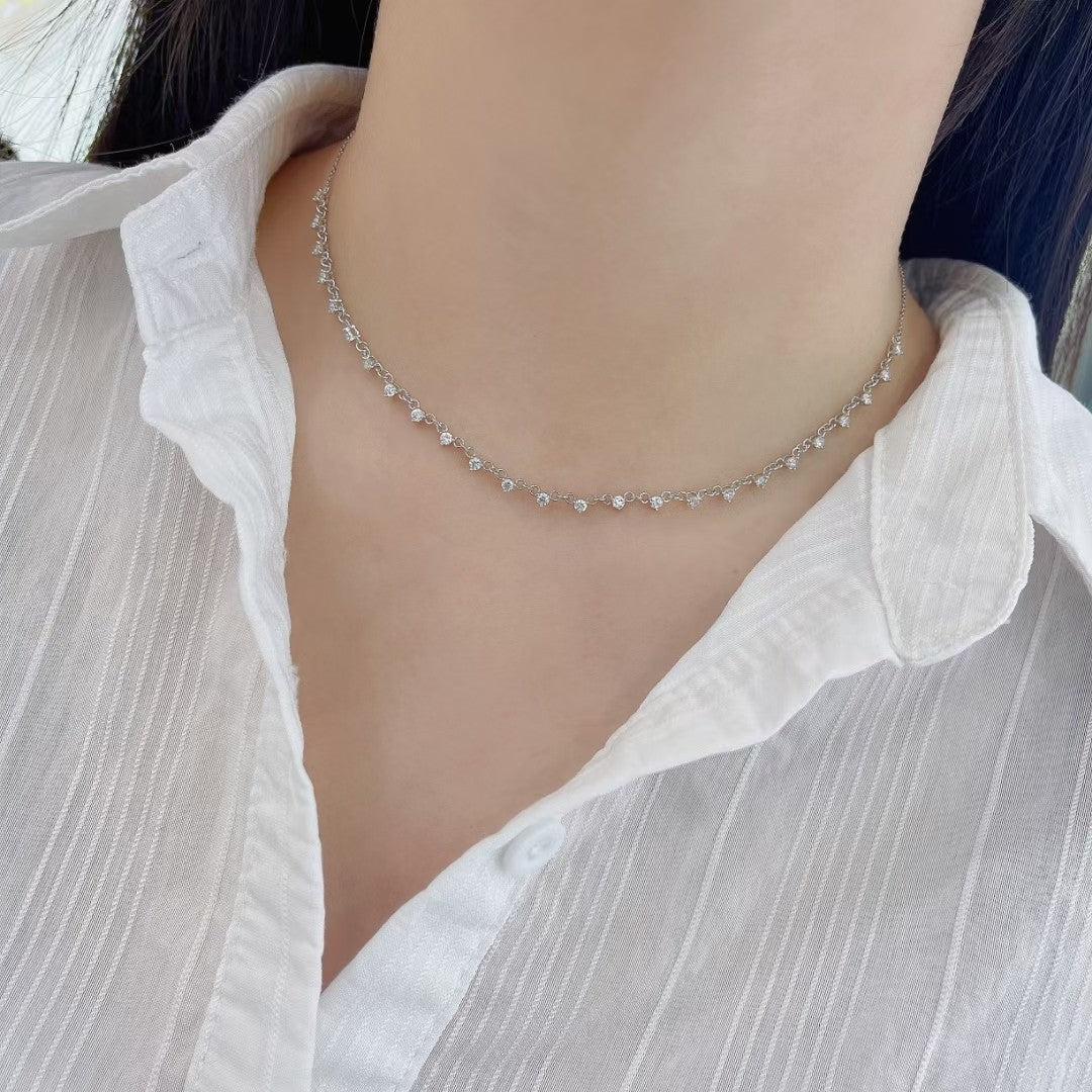 Sparkling Round Diamond Bubble Necklace - Luxury Jewelry - White Diamond Necklace