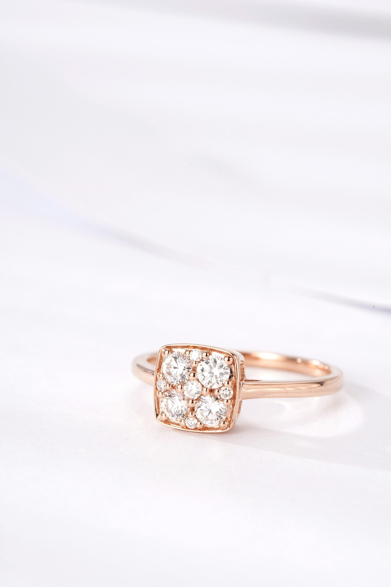 Sparkling Round Diamond Square-Shaped Ring - Premium Jewelry - White Diamond Ring