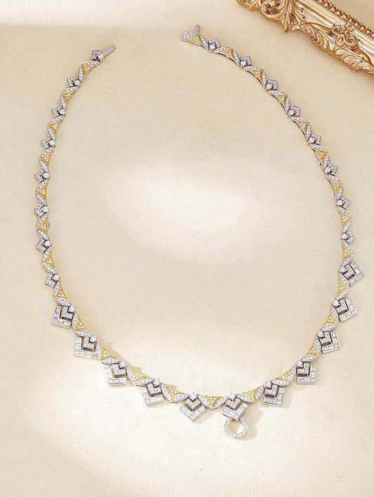 Sparkling Round Diamond T-Square Triangle Pendant Set - Premium Jewelry - Universal Chain
