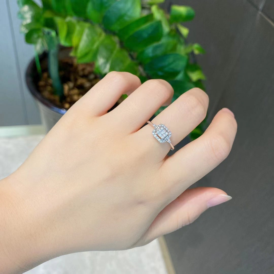 Sparkling Square-Shaped Diamond Ring | Premium Jewelry - White Diamond Ring