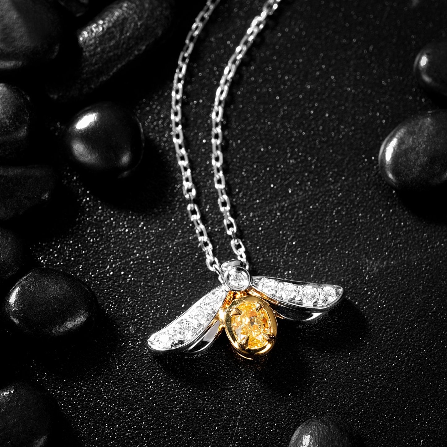 Sparkling Yellow Diamond Bee Pendant Jewelry - Yellow Diamond Pendant