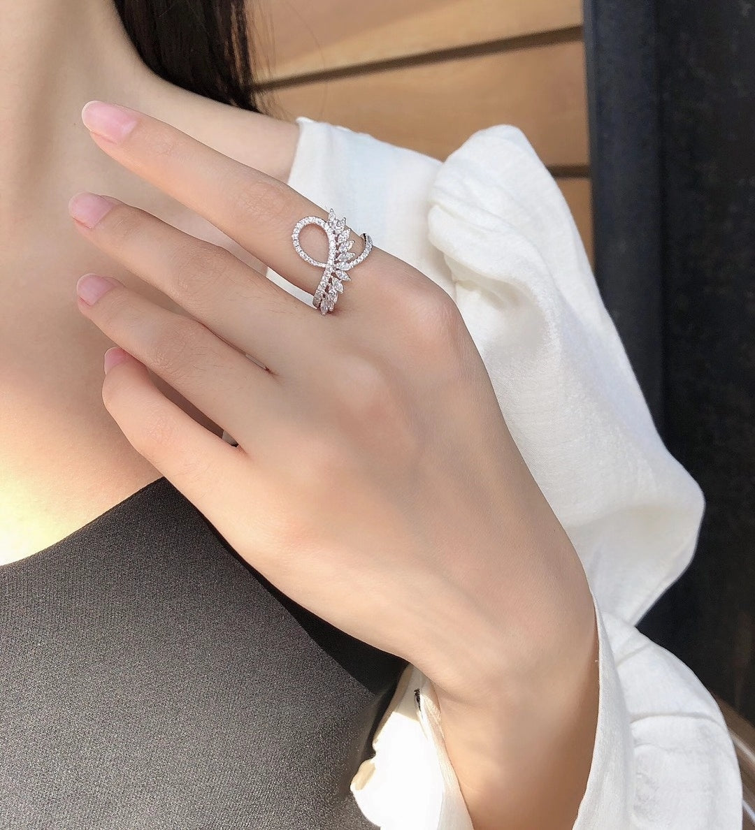 U-Shape Marquise Ring - A Sparkling Jewelry Gem - White Diamond Ring